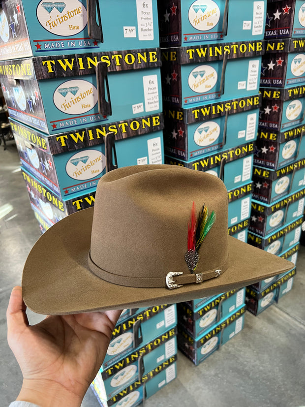 Twinstone 6x Rancher PECAN Felt Hat Horma SINALOA (Copa Mediana Falda/Brim 3.5")