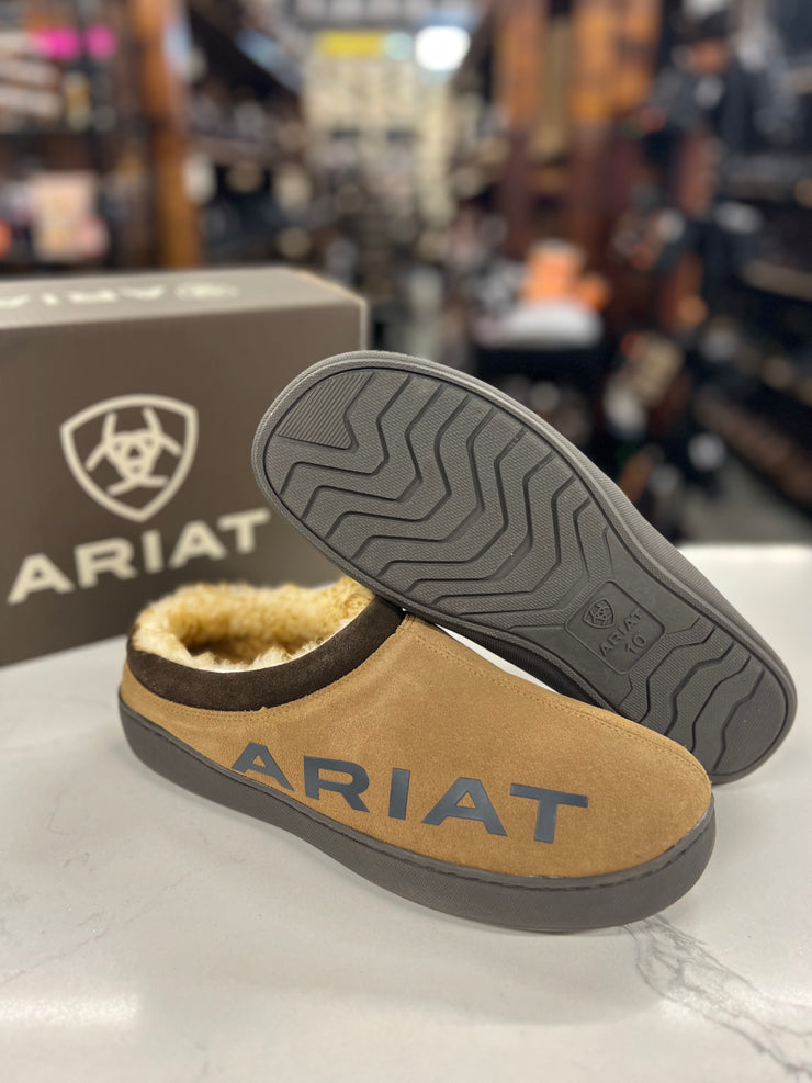 Ariat Logo Hooded Clog  Men's Slippers (Chestnut)