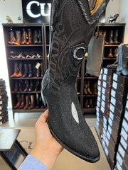 Cuadra Stingray/Mantarraya Black Semi-Oval Toe Cowboy Boots