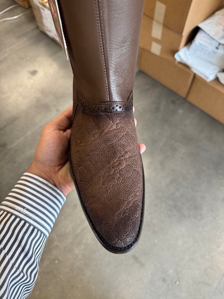 Botin Elegante Piel de Elefante con Cierre - Rustic Brown