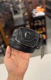 Cuadra Black Modern Leather Belt