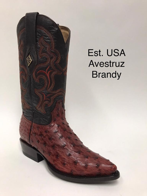 Avestruz Brandy Piel de Primera Horma J Toe - Marca Red Diamond Boots