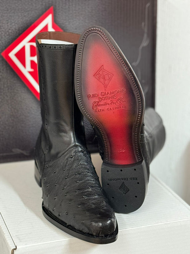 Botin Piel Primera de Aveztruz - Negro (Marca Red Diamond)