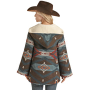 Powder River® Ladies Teal Aztec Wool Cape Coat