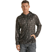 Rock & Roll Cowboy® Men's Cactus Print Black Hoodie