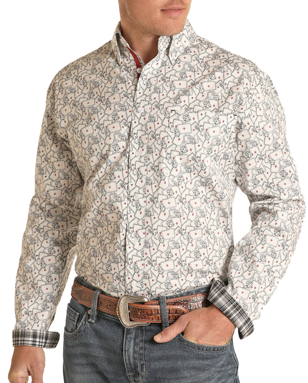 Chemise Western Cowboy Brodée pour Hommes Manches Longues Bouton Pression Chemise Décontractée Ajustée avec Poches