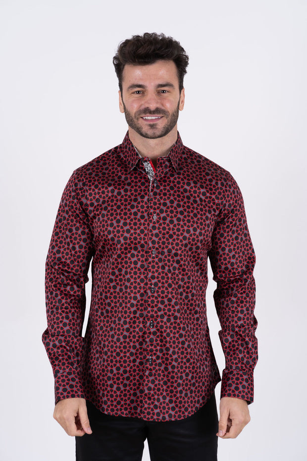 Platini Men's Satin Cotton/Spandex Long Sleeve Shirt (Plus Size) TKL8907