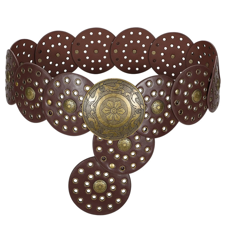 Women's Hollow Disc Boho Concho Belt Brown