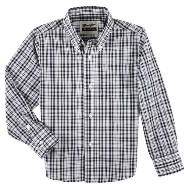 Boy's Wrangler Button Up Long Sleeve Shirt -112324799 (Brown)