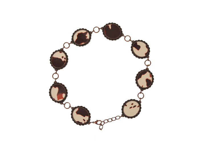Nomad Cow print Chain Belt Brown