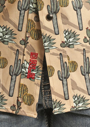 Rock&Roll Kid's Cactus Print Short Sleeve Snap Shirt - Navy/Beige