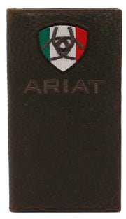 ARIAT MEXICAN FLAG LOGO BROWN WALLET