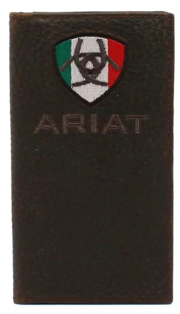 ARIAT MEXICAN FLAG LOGO BROWN WALLET