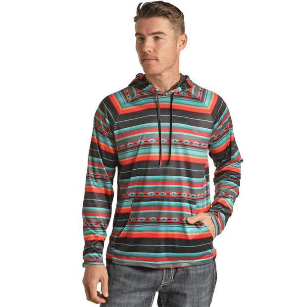 Rock & Roll® Men's Aztec Print Bright Turquoise Pullover
