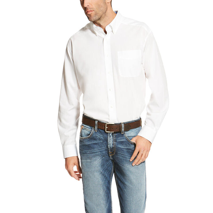 ariat white dress shirt Ariat Men's Team Logo Twill Classic Fit Shirt White/Khaki / Small