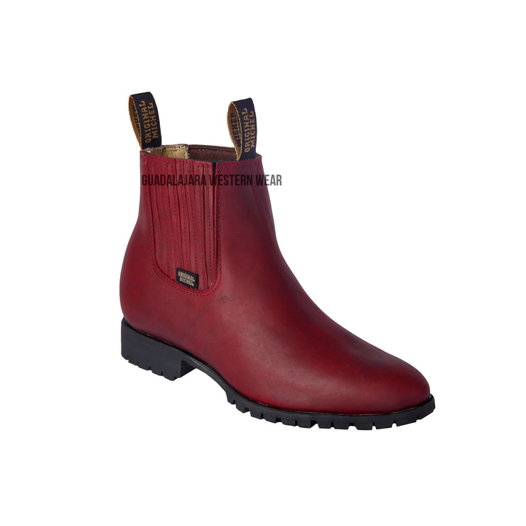 Original Michel Charro Burgundy Grasso Industrial Sole Leather Boots