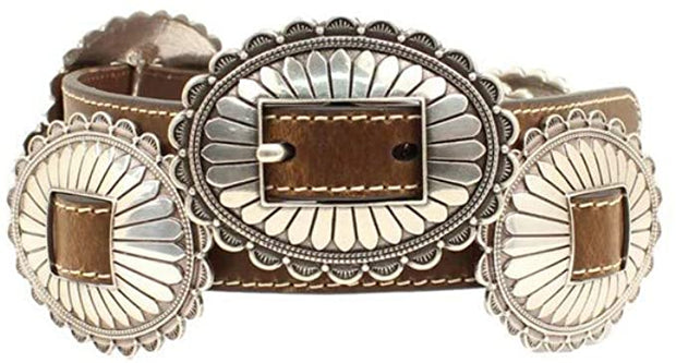 Western Nocona Oval Concho Belt Brown