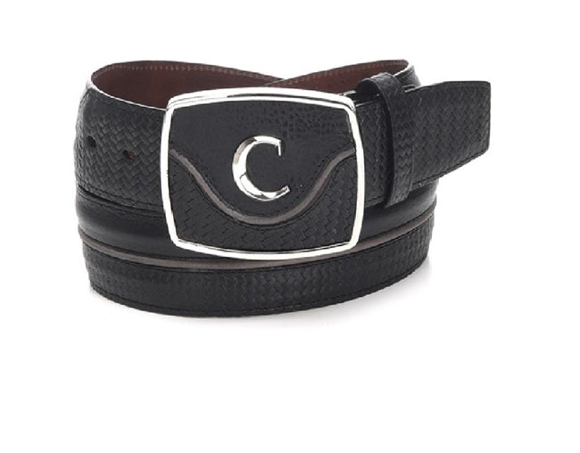 Cuadra Black Modern Leather Belt