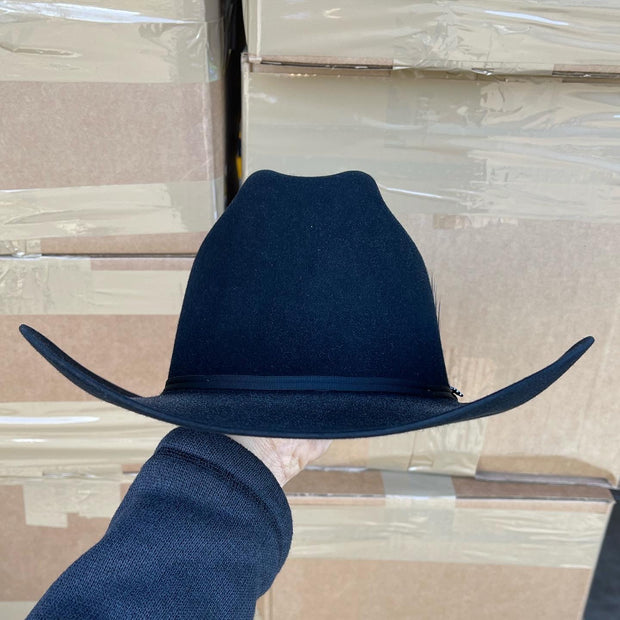 Stetson 6x Spartan Black Cowboy Felt Hat Sinaloa (Copa Chica Falda/Brim 3.5")