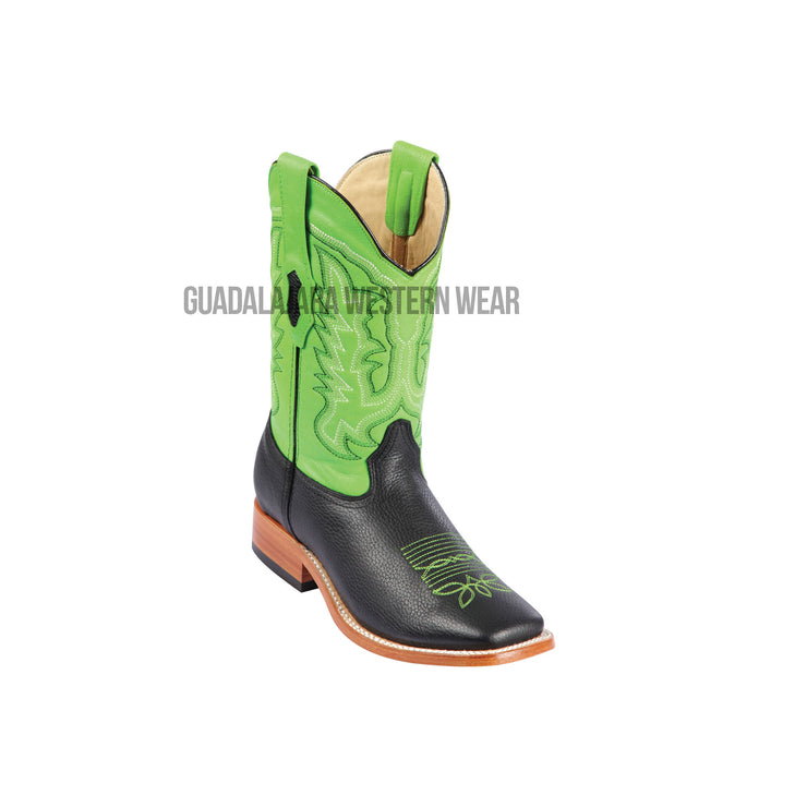 Los Altos Black Grisly Wide Square Toe Cowboy Boots