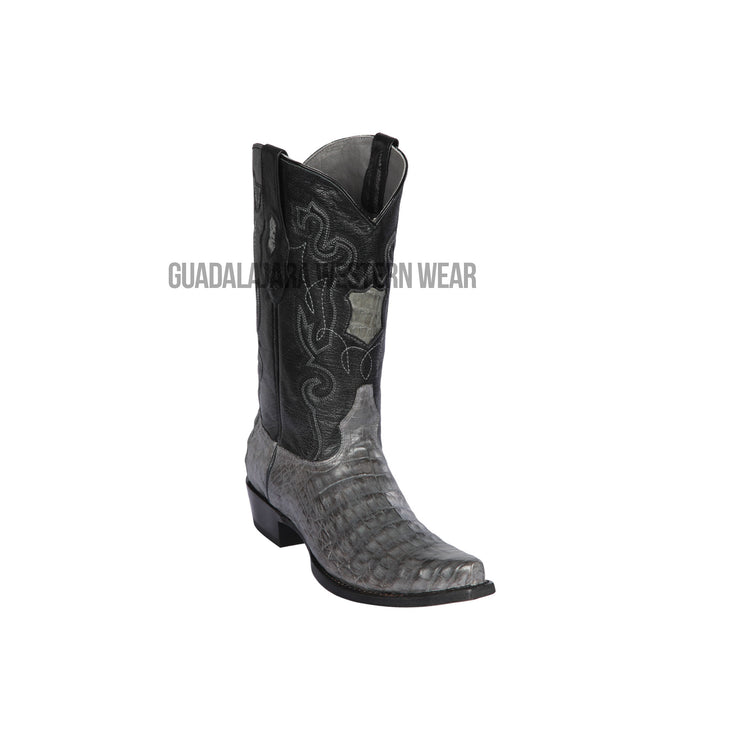 Los Altos Gray Caiman Belly Snip Toe Cowboy Boots