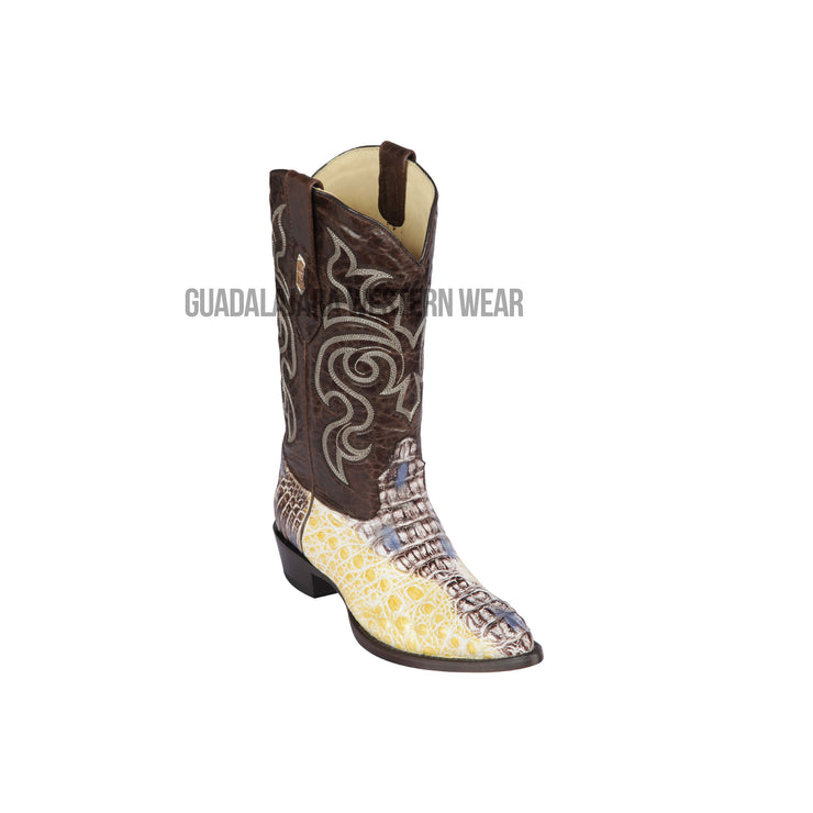Los Altos Natural Caiman Hornback J Toe Cowboy Boots
