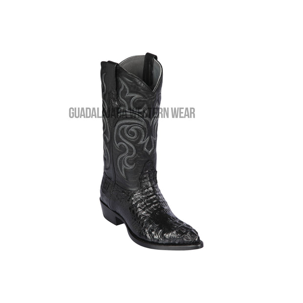 Los Altos Black Caiman Hornback J Toe Cowboy Boots
