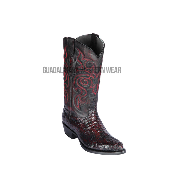 Los Altos Black Cherry Caiman Hornback J Toe Cowboy Boots