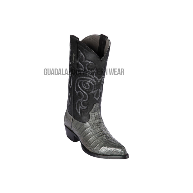 Los Altos Gray Caiman Tail J Toe Cowboy Boots