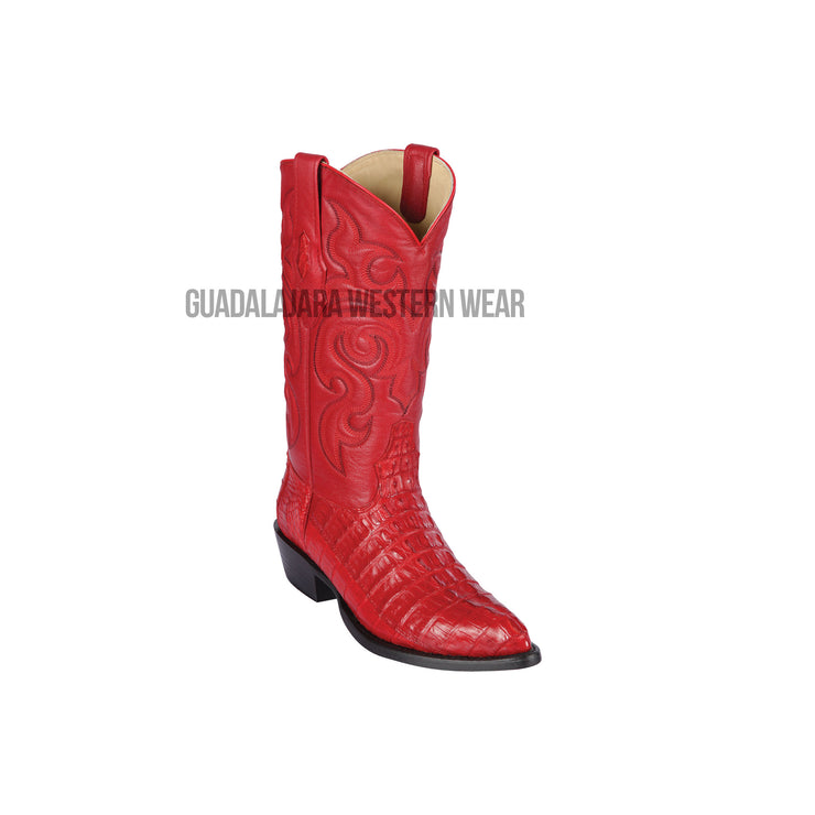 Los Altos Red Caiman Tail J Toe Cowboy Boots