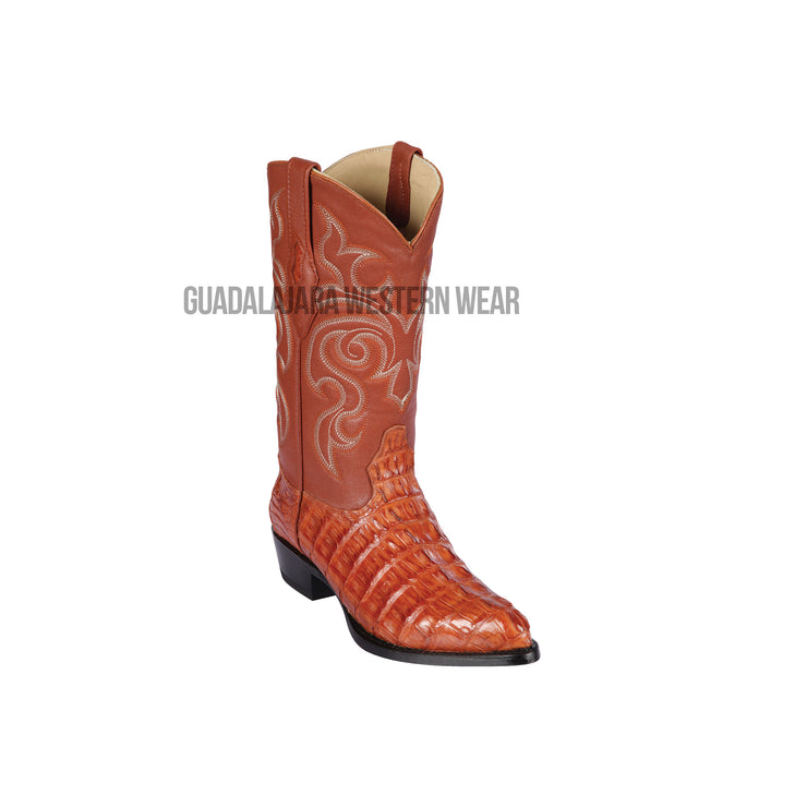 Los Altos Cognac Caiman Tail J Toe Cowboy Boots