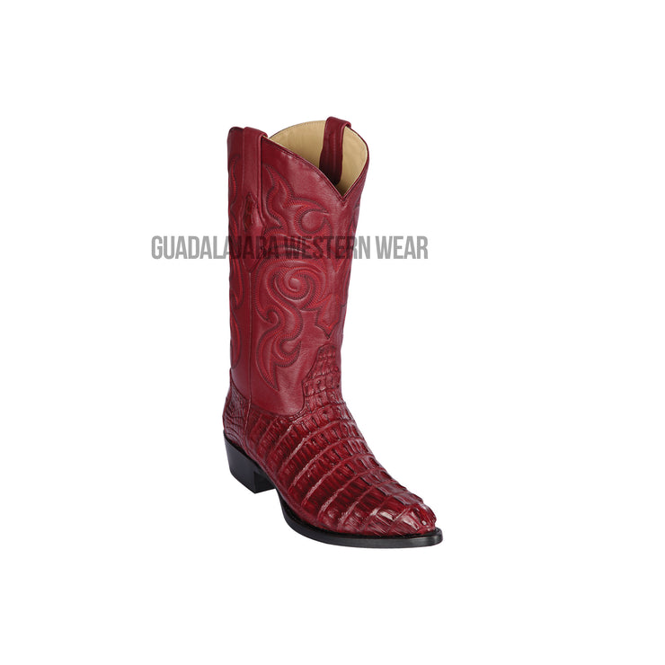 Los Altos Burgundy Caiman Tail J Toe Cowboy Boots