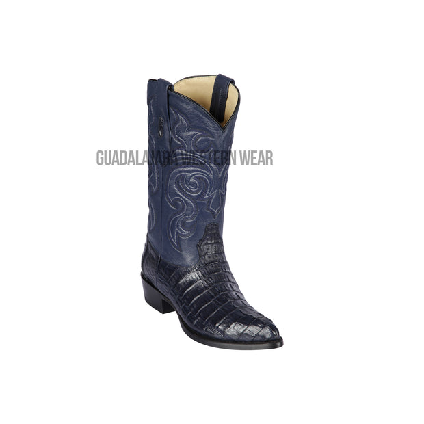 Los Altos Navy Blue Caiman Tail J Toe Cowboy Boots