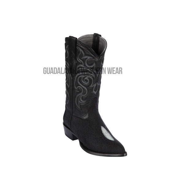 Los Altos Black Stingray Single Stone J Toe Cowboy Boots