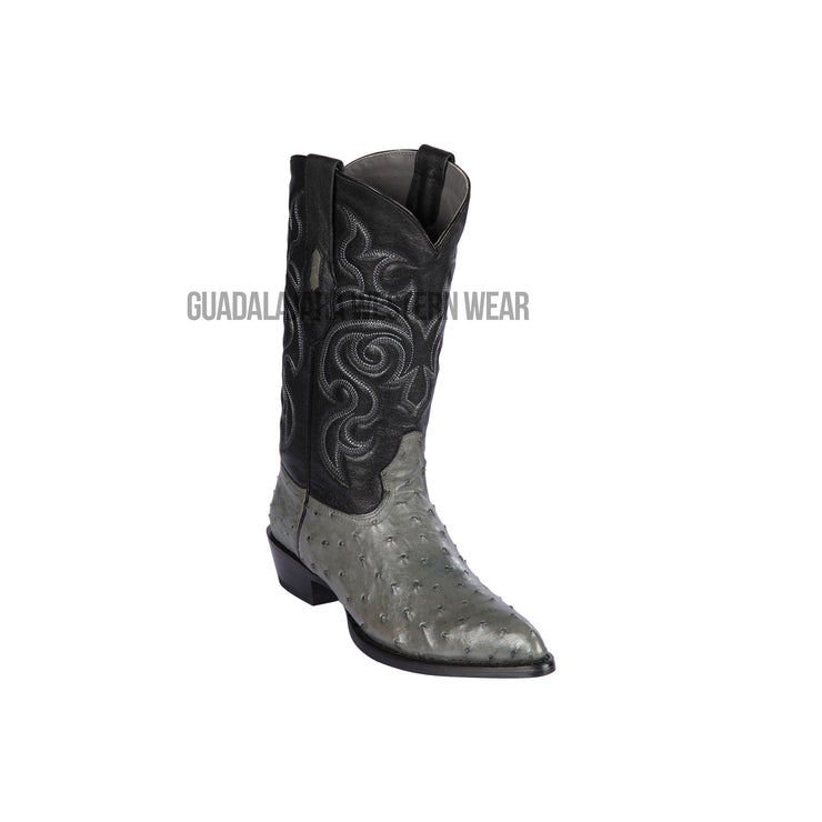 Los Altos Gray Ostrich J Toe Cowboy Boots
