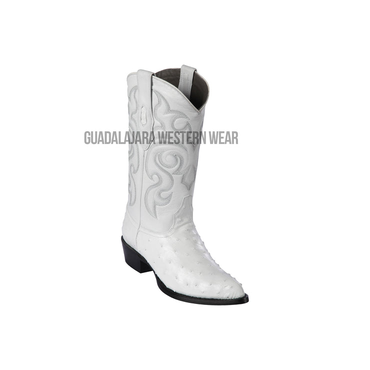 Los Altos White Ostrich J Toe Cowboy Boots