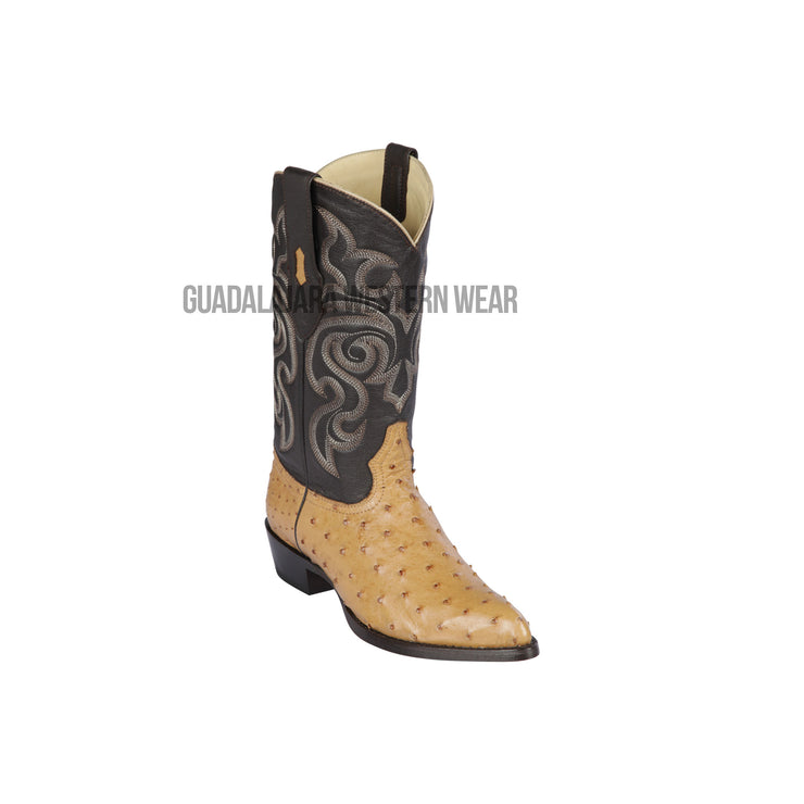 Los Altos Antique Saddle Ostrich J Toe Cowboy Boots