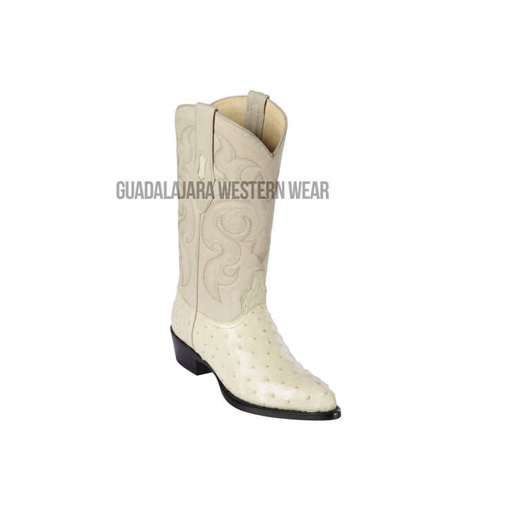 Los Altos Winter White Ostrich J Toe Cowboy Boots