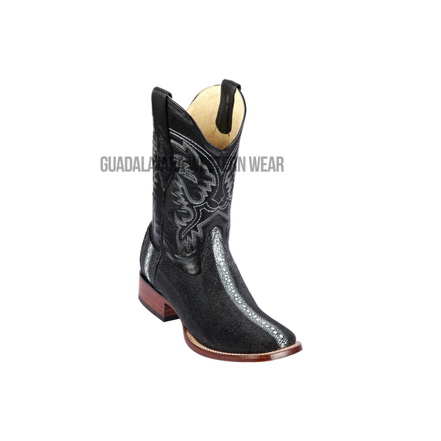 Los Altos Black Stingray Rowstone Wide Square Toe Cowboy Boots