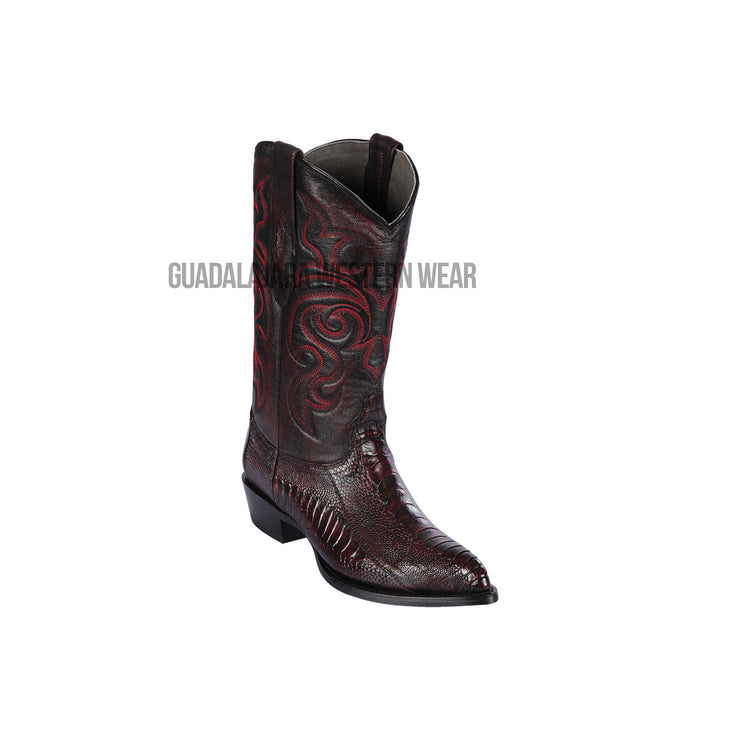 Los Altos Black Cherry Ostrich Leg J Toe Cowboy Boots