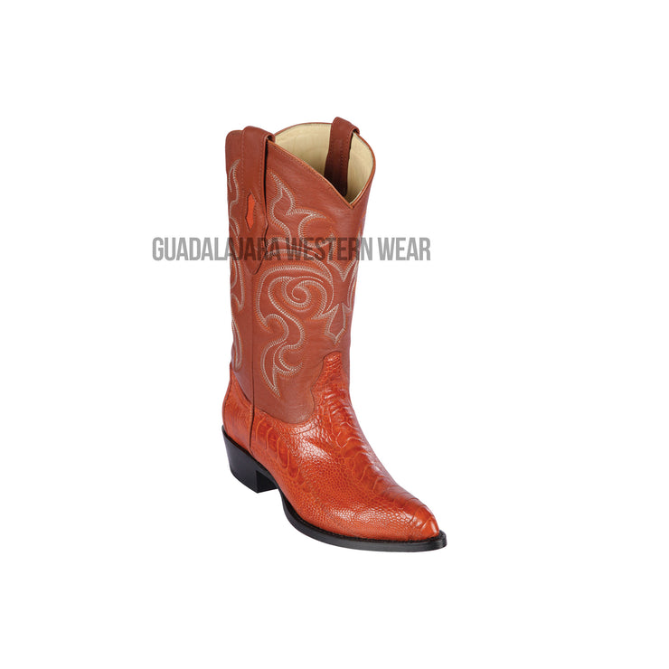Los Altos Cognac Ostrich Leg J Toe Cowboy Boots