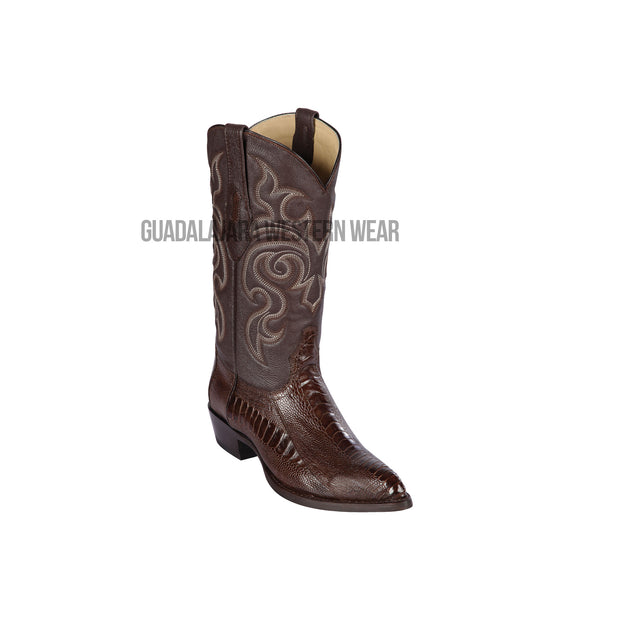 Los Altos Brown Ostrich Leg J Toe Cowboy Boots