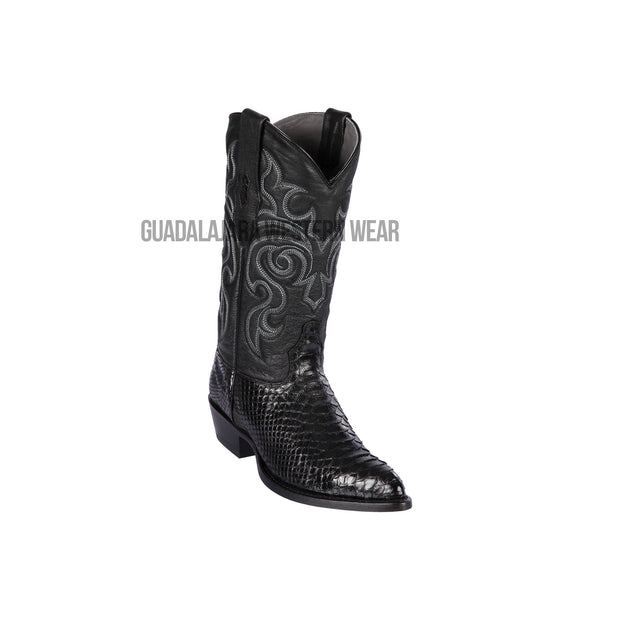 Los Altos Black Python J Toe Cowboy Boots