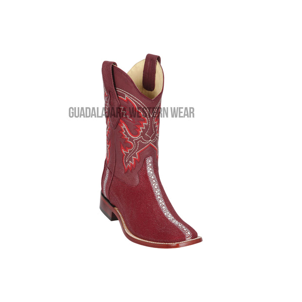 Los Altos Burgundy Stingray Rowstone Wide Square Toe Cowboy Boots