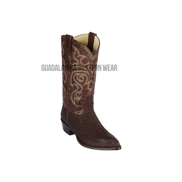 Los Altos Brown Suede Finish Python J Toe Cowboy Boots