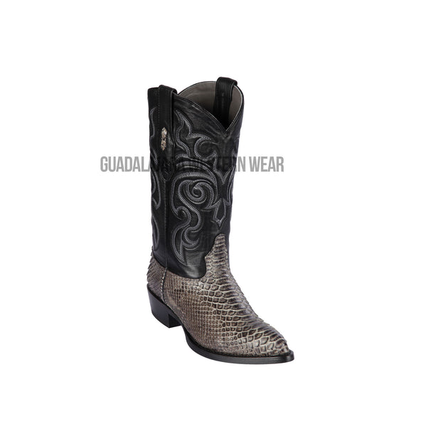 Los Altos Rustic Black Python J Toe Cowboy Boots