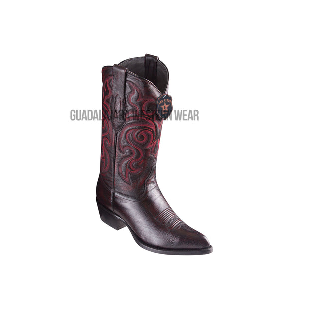 Los Altos Black Cherry Ostrich Belly J Toe Cowboy Boots