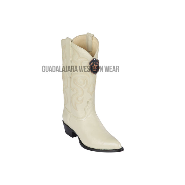 Los Altos Winter White Elk J Toe Cowboy Boots