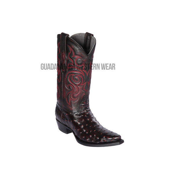 Los Altos Black Cherry Ostrich Snip Toe Cowboy Boots