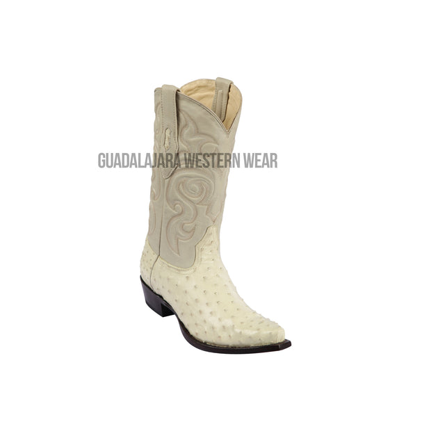 Los Altos Winter White Ostrich Snip Toe Cowboy Boots